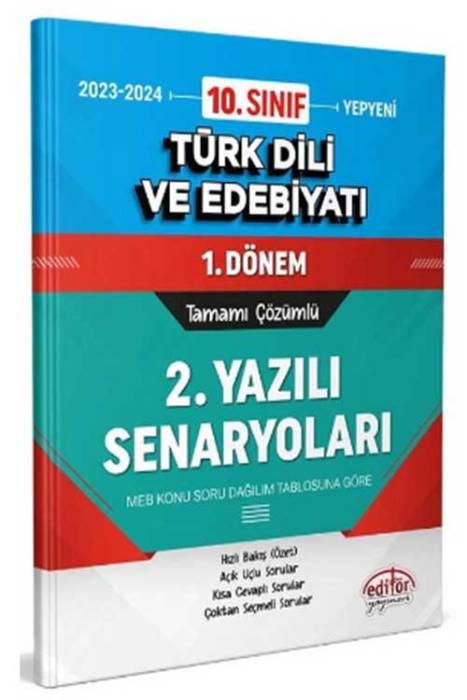 10. Sınıf Türk Dili ve Edebiyatı 1. Dönem Ortak Sınav 2. Yazılı Senaryoları Editör Yayınları