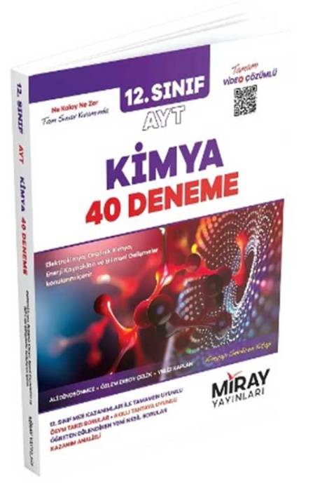 12. Sınıf AYT Kimya 40 Deneme Video Çözümlü Miray Yayınları