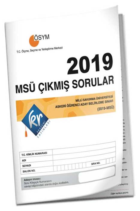 2019 MSÜ Çıkmış Sorular Tıpkı Basım Kitapçığı KR Akademi Yayınları
