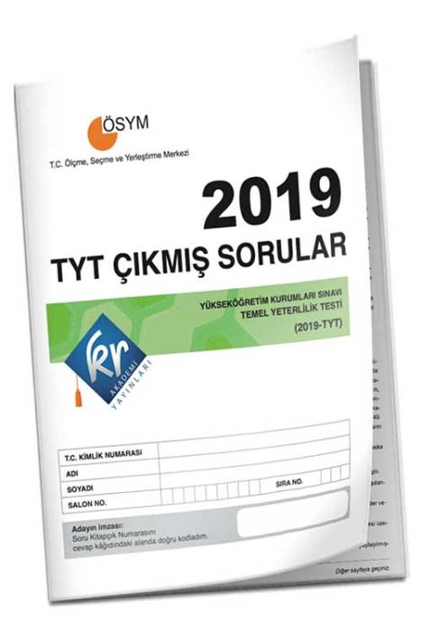 2019 TYT Çıkmış Sorular Tıpkı Basım Kitapçığı KR Akademi Yayınları