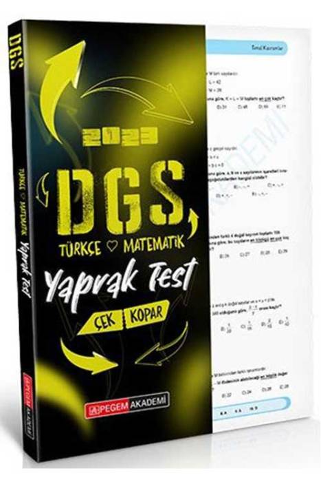 2023 DGS Yaprak Test Çek Kopart Pegem Akademi Yayınları