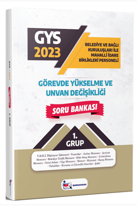 2023 GYS Belediye ve Bağlı Kuruluşları ile Mahalli İdare Birlikleri 1. Grup Soru Bankası Memur Sınav Yayınları