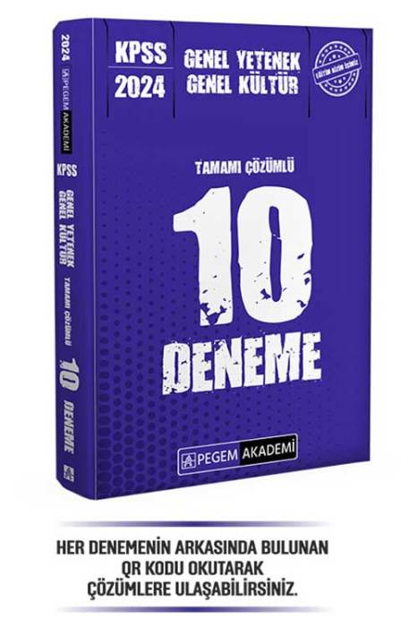 2024 KPSS Genel Yetenek Genel Kültür Tamamı Çözümlü 10 Deneme Pegem Akademi Yayınları