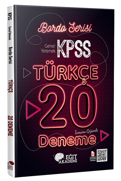 2023 KPSS Türkçe Tamamı Çözümlü 20 Bordo Deneme Sınavı Mehmet Eğit Yayınları