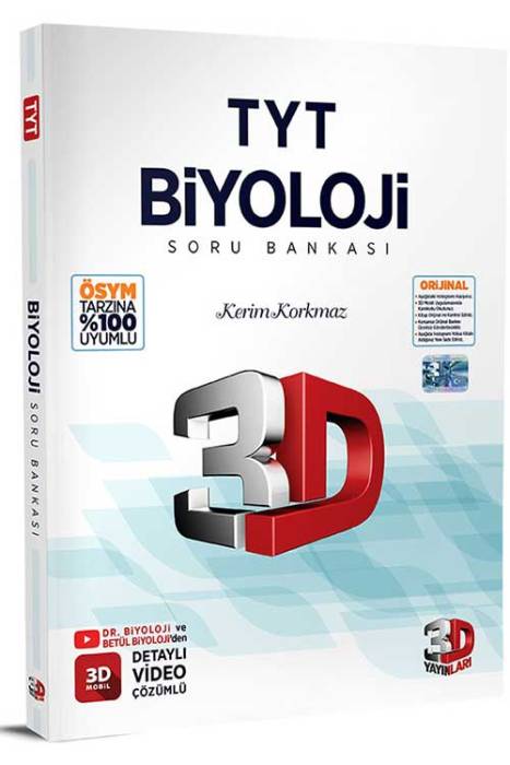 TYT 3D Biyoloji Tamamı Video Çözümlü Soru Bankası 3D Yayınları