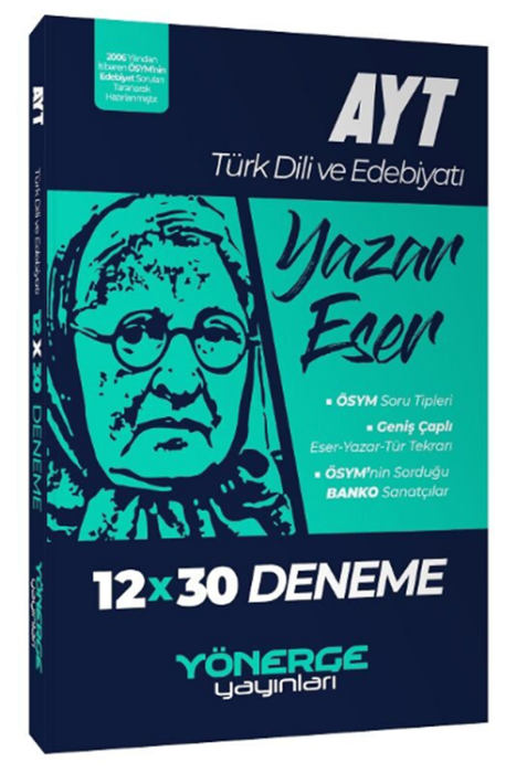 2024 YKS AYT Türk Dili ve Edebiyatı Yazar Eser 12x30 Deneme Yönerge Yayınları