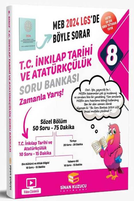 2024 LGS 8. Sınıf T.C İnkilap Tarihi ve Atatürkçülük Soru Bankası Sinan Kuzucu Yayınları