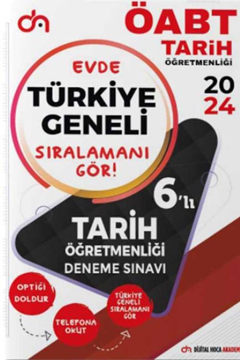 2024 ÖABT Tarih Öğretmenliği Türkiye Geneli Kurumsal 6 Deneme PDF Çözümlü Dijital Hoca Akademi Yayınları