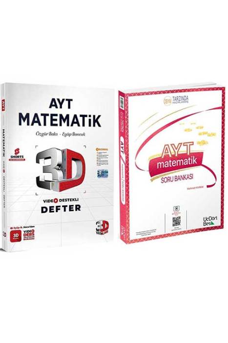 2024 YKS AYT Matematik Soru Bankası - Defter Seti 3D ve Üçdörtbeş Yayınları