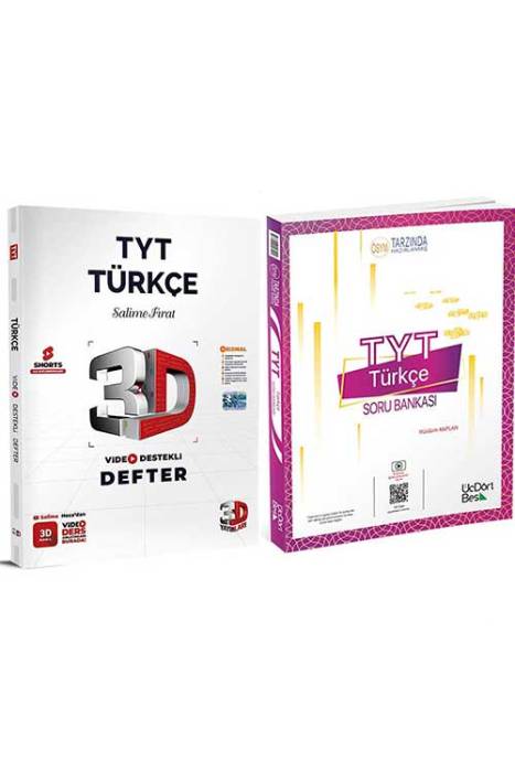 2024 YKS TYT Türkçe Soru Bankası - Defter Seti 3D ve Üçdörtbeş Yayınları