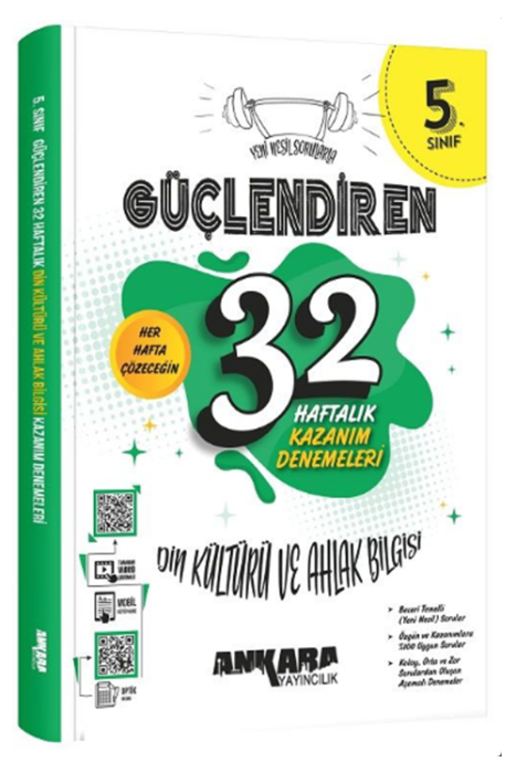 5. Sınıf Din Kültürü ve Ahlak Bilgisi Güçlendiren 32 Haftalık Kazanım Denemeleri Ankara Yayıncılık