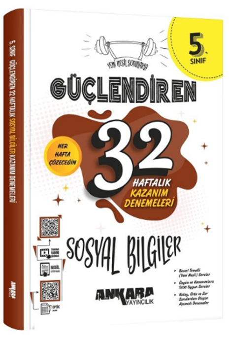 5. Sınıf Sosyal Bilgiler Güçlendiren 32 Haftalık Kazanım Denemeleri Ankara Yayıncılık