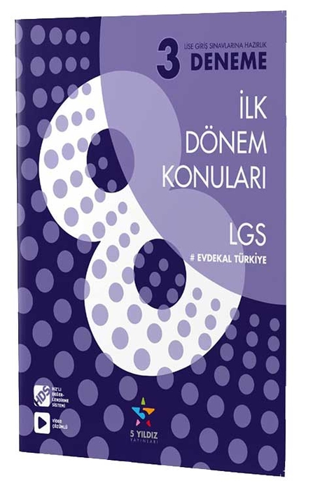 5 Yıldız 8. Sınıf LGS İlk Dönem Konuları 3'Lü Deneme 5 Yıldız Yayınları