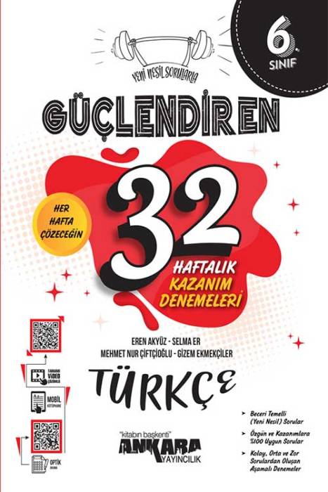 6. Sınıf Güçlendiren 32 Haftalık Türkçe Kazanım Denemeleri Ankara Yayıncılık