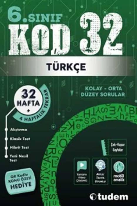6. Sınıf Türkçe Kod 32 Tekrar Testleri Tudem Yayınları