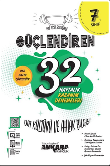 7. Sınıf Din Kültürü ve Ahlak Bilgisi Güçlendiren 32 Haftalık Kazanım Denemeleri Ankara Yayıncılık