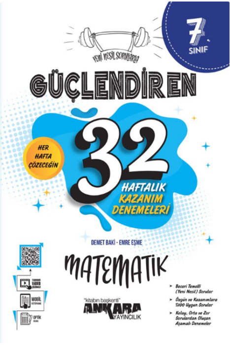 7. Sınıf Matematik Güçlendiren 32 Haftalık Kazanım Denemeleri Ankara Yayıncılık