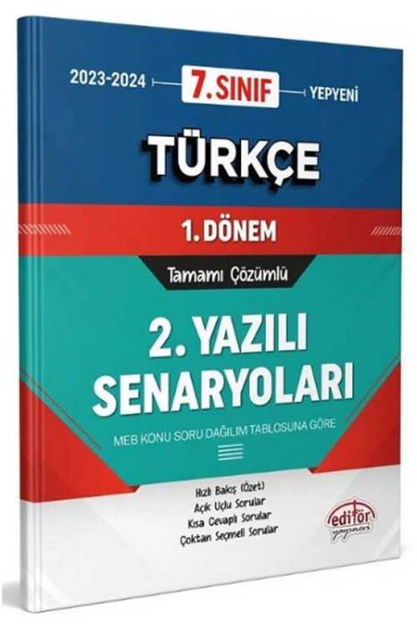 7. Sınıf Türkçe 1. Dönem Ortak Sınav 2. Yazılı Senaryoları Editör Yayınları