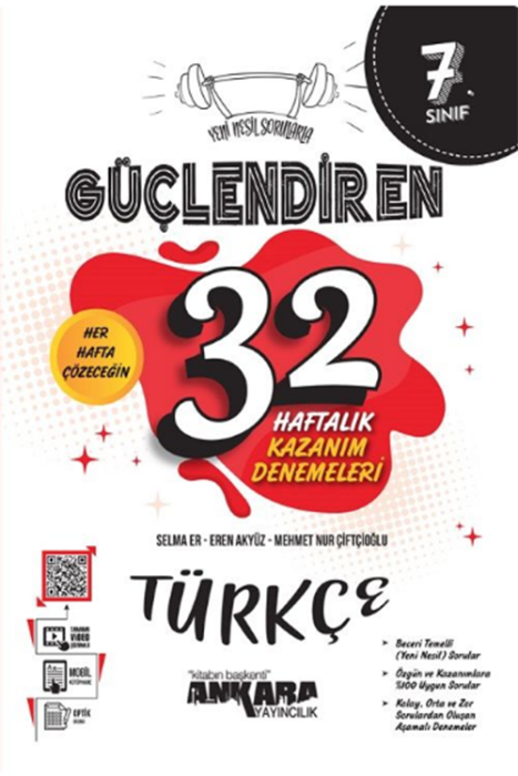 7. Sınıf Türkçe Güçlendiren 32 Haftalık Kazanım Denemeleri Ankara Yayıncılık