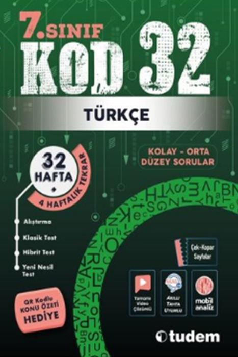 7. Sınıf Türkçe Kod 32 Tekrar Testleri Tudem Yayınları