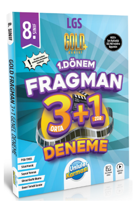 8. Sınıf LGS 1. Dönem Tüm Dersler Fragman 3+1 Deneme Gold Serisi Ünlüler Yayınları