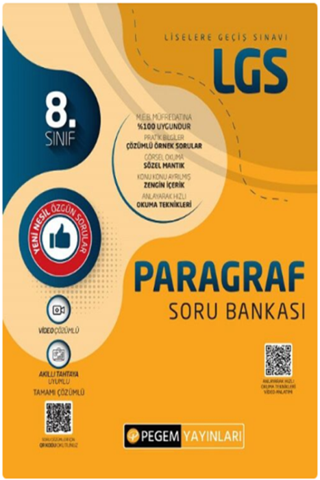 8. Sınıf LGS Paragraf Soru Bankası Pegem Akademi Yayınları
