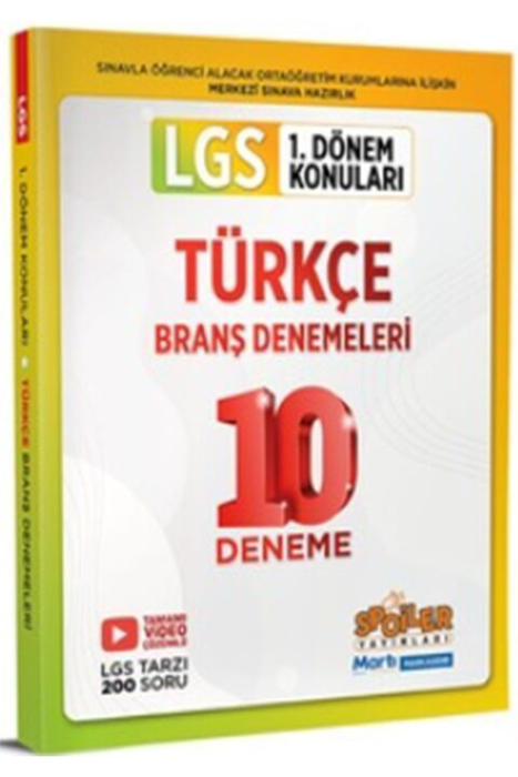 8. Sınıf LGS Türkçe 1. Dönem 10 lu Branş Deneme Spoiler Yayınları