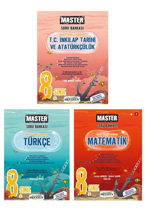 8. Sınıf Master LGS Türkçe - Matematik -İnkılap Tarihi Soru Bankası Seti Okyanus Yayınları