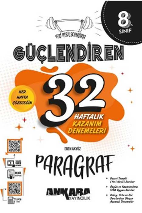 8. Sınıf Paragraf Güçlendiren 32 Haftalık Kazanım Denemeleri Ankara Yayıncılık