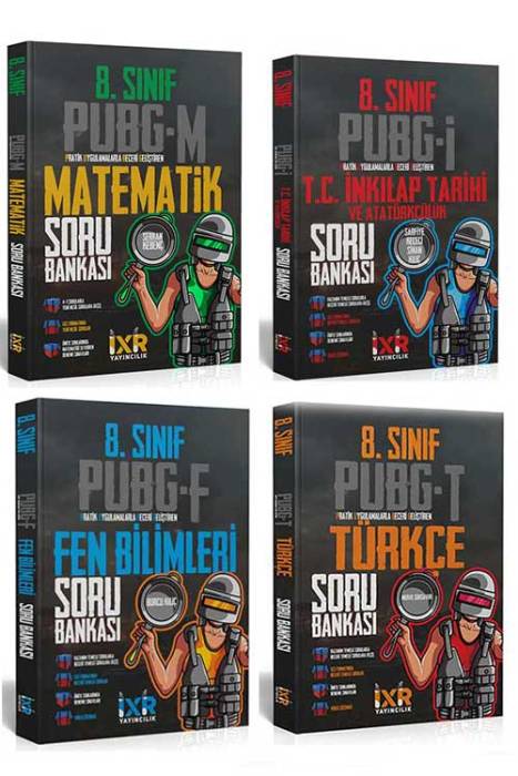8. Sınıf PUBG Serisi Matematik - Türkçe - Fen Bilimleri - T.C İnkılap Tarihi Soru Bankası Seti İxir Yayıncılık