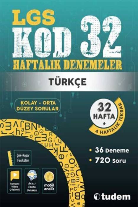 8. Sınıf Türkçe Kod 32 Haftalık Denemeleri Tudem Yayınları
