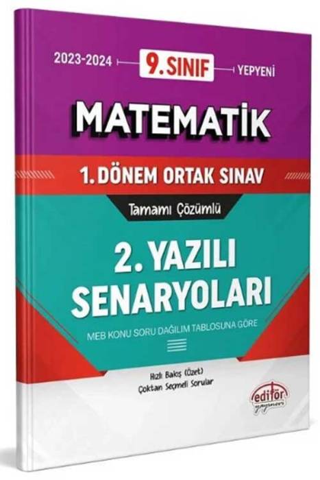 9. Sınıf Matematik 1. Dönem Ortak Sınav 2. Yazılı Senaryoları Editör Yayınları