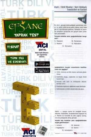 Açı 11. Sınıf Türk Dili ve Edebiyatı EFSANE Çek Kopart Yaprak Test Açı Yayınları
