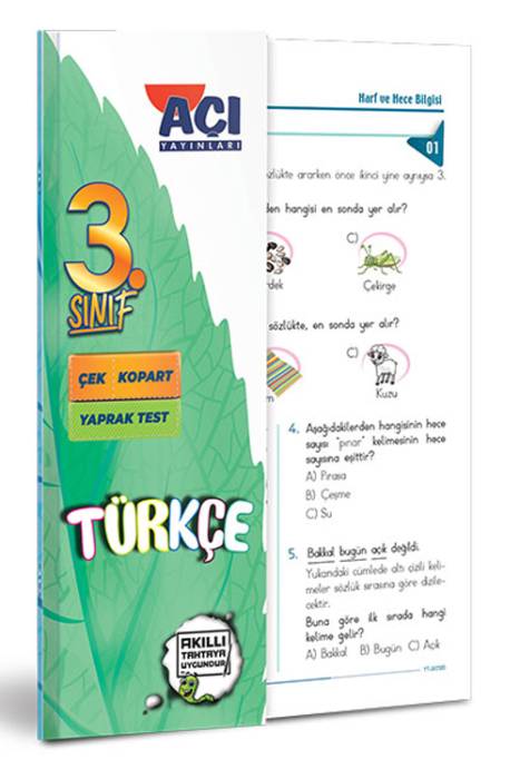 Açı 3. Sınıf Türkçe Çek Kopart Yaprak Test Açı Yayınları