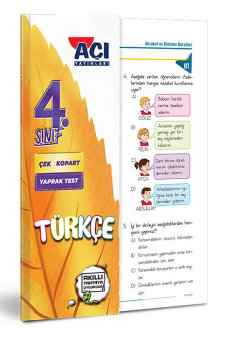 Açı 4.Sınıf Türkçe Çek Kopart Yaprak Test Açı Yayınları