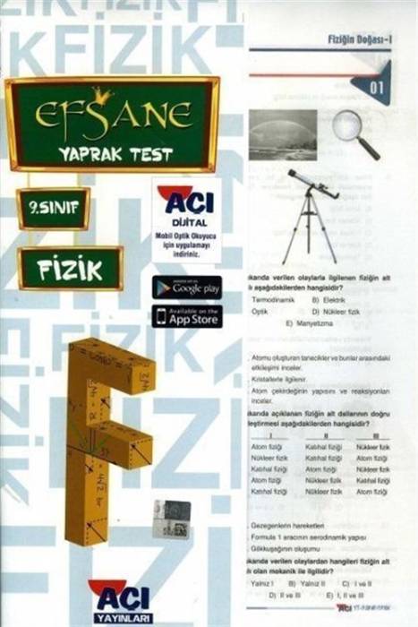 Açı 9. Sınıf EFSANE Fizik Çek Kopart Yaprak Test Açı Yayınları