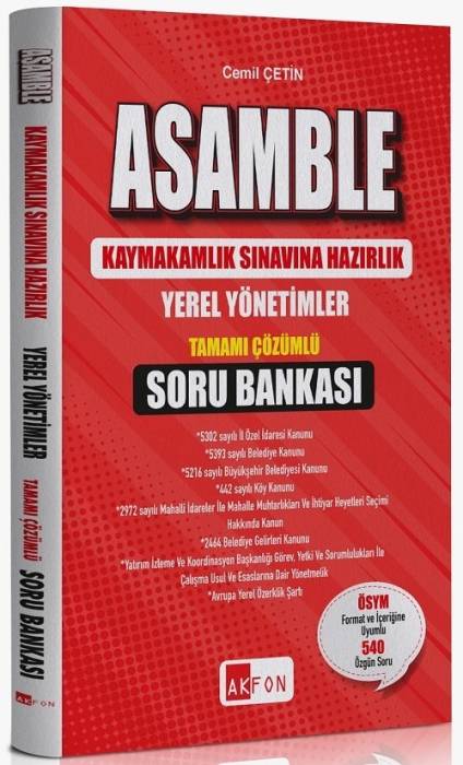 Akfon Kaymakamlık ASAMBLE Yerel Yönetimler Soru Bankası Çözümlü - Cemil Çetin Akfon Yayınları
