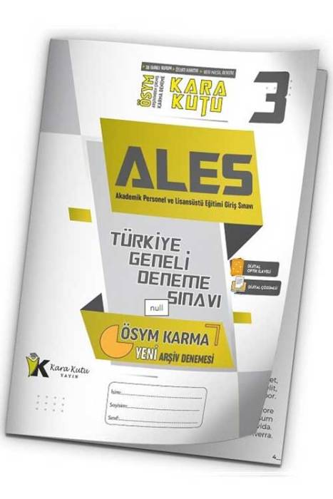 ALES Kara Kutu Türkiye Geneli Deneme 3. Kitapçık Dijital Çözümlü İnformal Yayınları