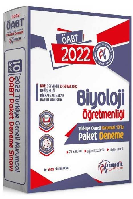 Anamorfik 2022 ÖABT Biyoloji Öğretmenliği Türkiye Geneli 10 Deneme Dijital Çözümlü