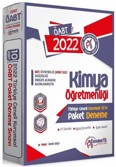 Anamorfik 2022 ÖABT Kimya Öğretmenliği Türkiye Geneli 10 Deneme Dijital Çözümlü