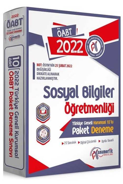 Anamorfik 2022 ÖABT Sosyal Bilgiler Öğretmenliği Türkiye Geneli 10 Deneme Dijital Çözümlü