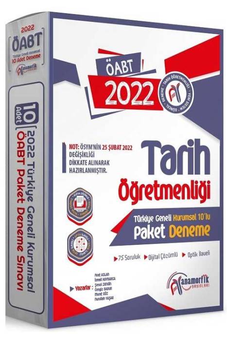 Anamorfik 2022 ÖABT Tarih Öğretmenliği Türkiye Geneli 10 Deneme Dijital Çözümlü