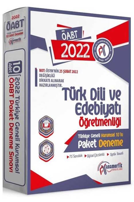 Anamorfik 2022 ÖABT Türk Dili ve Edebiyatı Öğretmenliği Türkiye Geneli 10 Deneme Dijital Çözümlü