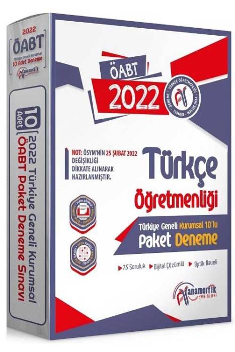 Anamorfik 2022 ÖABT Türkçe Öğretmenliği Türkiye Geneli 10 Deneme Dijital Çözümlü