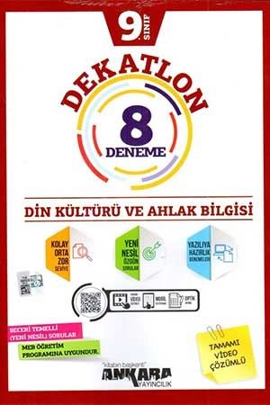 Ankara 9. Sınıf Din Kültürü ve Ahlak Bilgisi Dekatlon 8 Deneme Ankara Yayıncılık