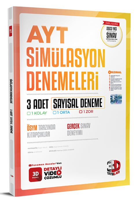 AYT Sayısal 3 lü Simülasyon Genel Deneme 3D Yayınları