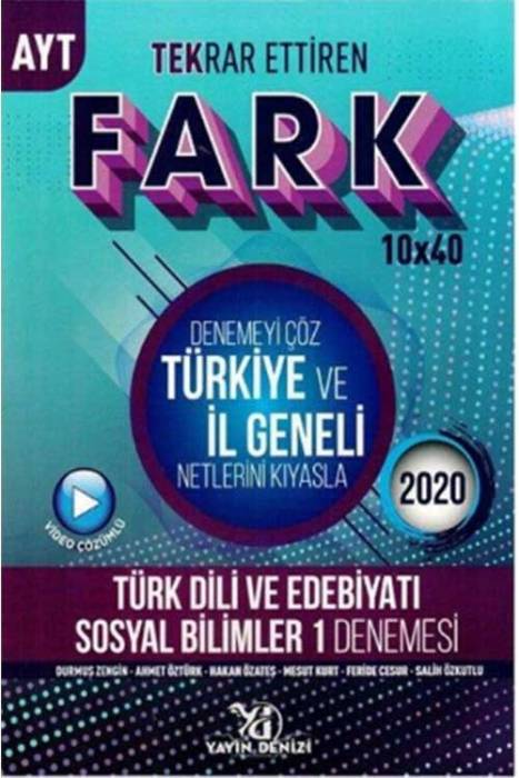 AYT Türk Dili ve Edebiyatı Sosyal Bilimler 1 Fark Tekrar Ettiren 10 x 40 Denemesi Yayın Denizi Yayınları
