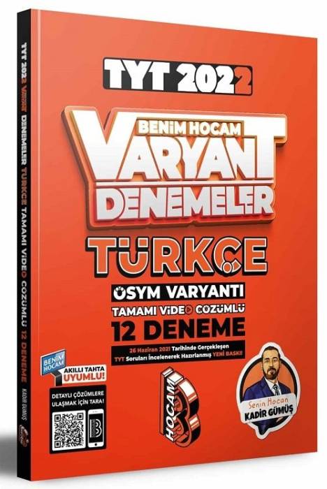 Benim Hocam 2022 YKS TYT Türkçe Varyant 12 Deneme Video Çözümlü - Kadir Gümüş Benim Hocam Yayınları