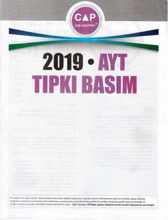 Çap 2019 AYT Tıpkı Basım Çap Yayınları