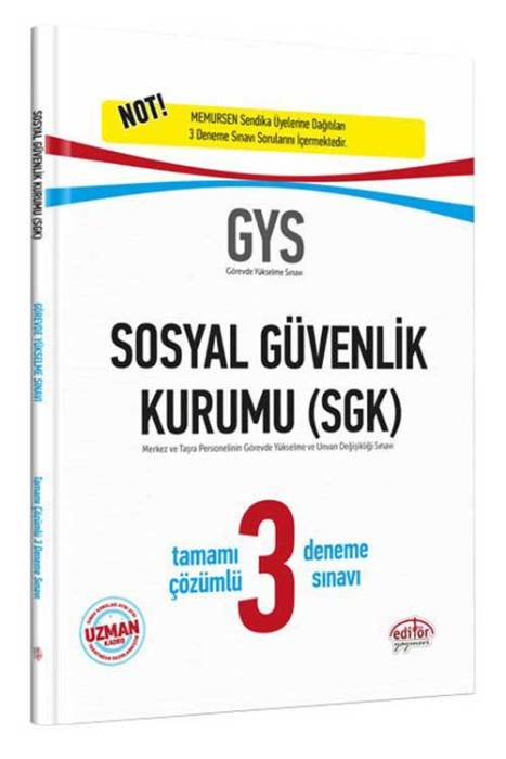Data Sosyal Güvenlik Kurumu SGK GYS Tamamı Çözümlü 3 Deneme Sınavı Data Yayınları